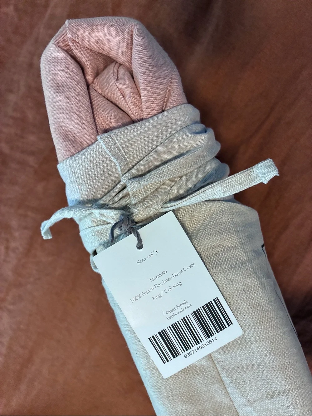 NWT Bed Threads 100% Flax Linen Terracotta KING / CALI king DUVET PILLOWCASES